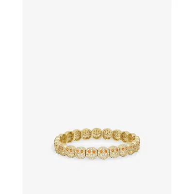 Lisa Gozlan Womens  The Pavé Happy Face 18ct Yellow Gold-plated Brass And Cubic Zirconia Bracelet In Yellow Gold / Orange