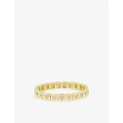 Lisa Gozlan Womens  The Pavé Heart 18ct Yellow Gold-plated Brass And Cubic Zirconia Bracelet
