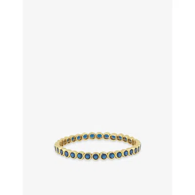 Lisa Gozlan Womens  The Round 18ct Yellow Gold-plated Brass And Cubic Zirconia Tennis Bracelet In Yellow Gold / Blue