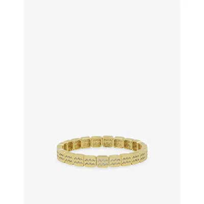 Lisa Gozlan Womens  The Zodiac Aquarius 18ct Yellow Gold-plated Brass And Cubic Zirconia Bracelet