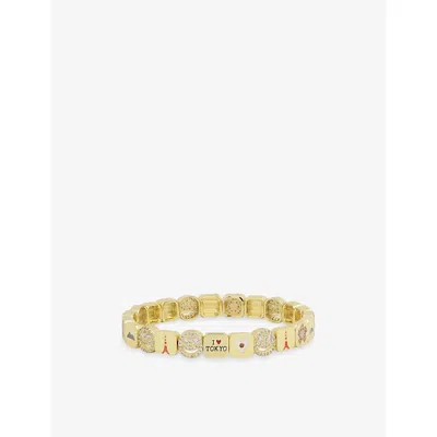 Lisa Gozlan Womens  Tokyo City 18ct Yellow Gold-plated Brass And Cubic Zirconia Bracelet