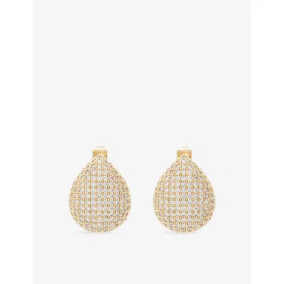 Lisa Gozlan Womens Pave Teardrop 18ct Yellow Gold-plated Brass Earrings