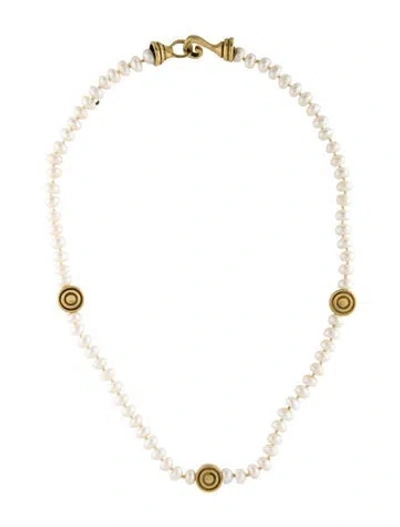 Pre-owned Lisa Jenks 18k Pearl Bead Strand Collar Necklace, 16" In Multi