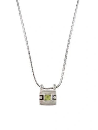 Pre-owned Lisa Jenks Crystal Pendant Chain Necklace, 15.5" In Multi