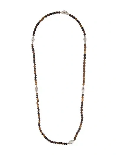 Pre-owned Lisa Jenks Horn Bead Strand Station Necklace, 32.75" In Brown