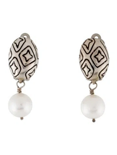Pre-owned Lisa Jenks Pearl Drop Earrings In Multi