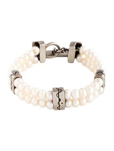 Pre-owned Lisa Jenks Pearl Station Bracelet, 6.5" In Multi
