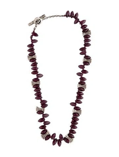 Pre-owned Lisa Jenks Rhodolite Bead Necklace, 17" In Multi