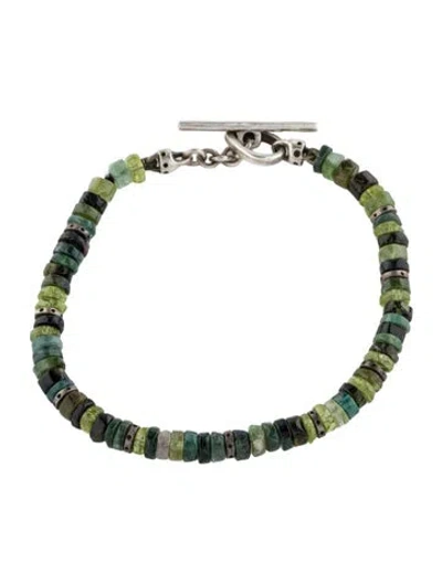 Pre-owned Lisa Jenks Tourmaline Bead Bracelet, 6.75" In Multi