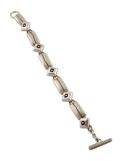 Pre-owned Lisa Jenks Vintage Square Link Bracelet, 6.25" In Multi
