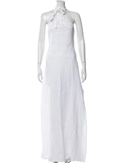 Pre-owned Lisa Maree Halterneck Long Dress W/ Tags In White