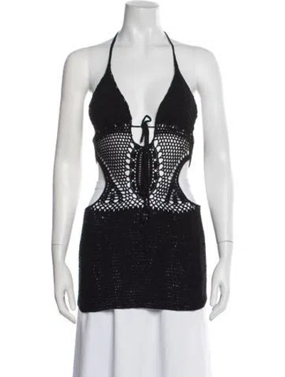 Pre-owned Lisa Maree Halterneck Sleeveless Top In Black