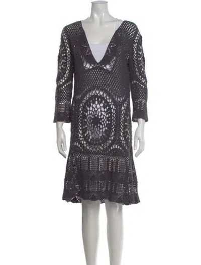 Pre-owned Lisa Maree Lace Pattern Knee-length Dress In Gray
