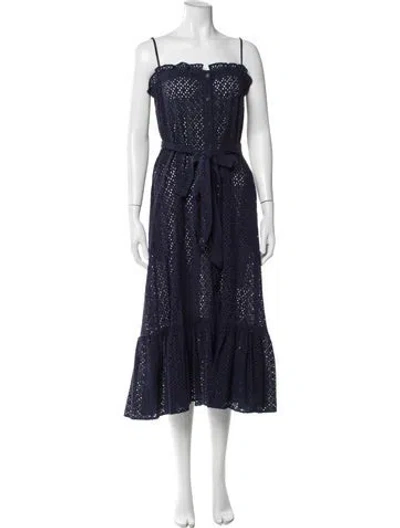 Pre-owned Lisa Maree Lace Pattern Midi Length Dress In Purple