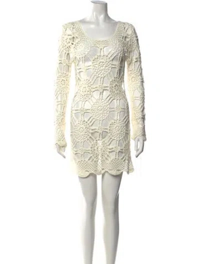 Pre-owned Lisa Maree Lace Pattern Mini Dress In Neutrals