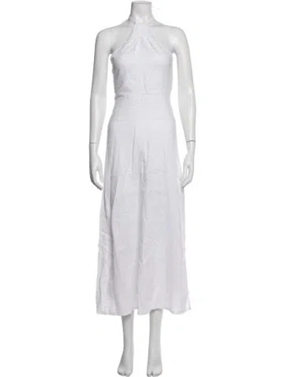Pre-owned Lisa Maree Linen Long Dress In White