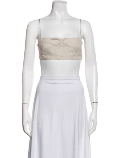 Pre-owned Lisa Maree Linen Strapless Crop Top In Neutrals