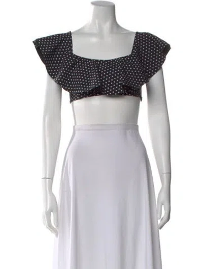Pre-owned Lisa Maree Polka Dot Print Square Neckline Crop Top In Black
