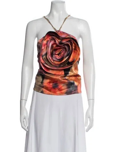 Pre-owned Lisa Maree Printed Halterneck Top W/ Tags In Orange