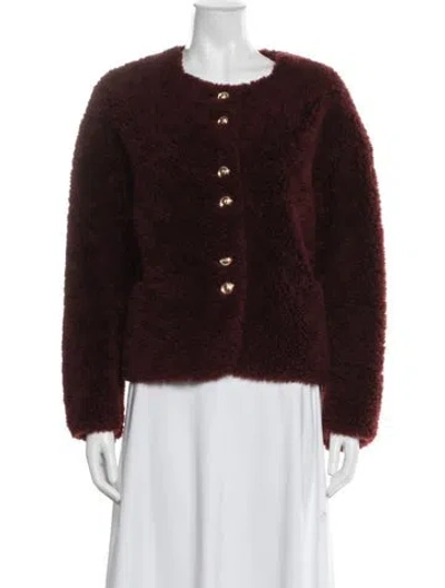 Pre-owned Lisa Maree Wool Faux Fur Jacket In Red
