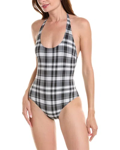 Lisa Marie Fernandez Amber Checked Halterneck Swimsuit In Black