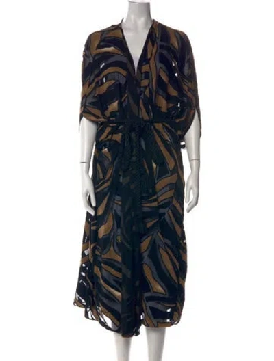 Pre-owned Lisa Marie Fernandez Animal Print V-neck Sweater In Black