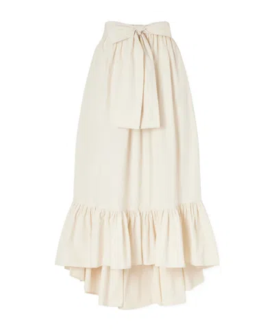 Lisa Marie Fernandez Nicole Tie-detailed Asymmetric Pleated Tiered Cotton-poplin Maxi Skirt In Neutral