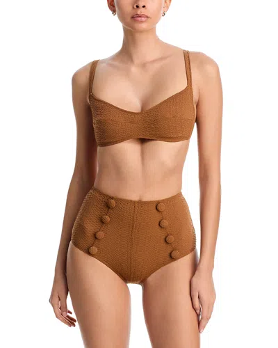 Lisa Marie Fernandez Balconette & High Waist Bikini Set In Brown