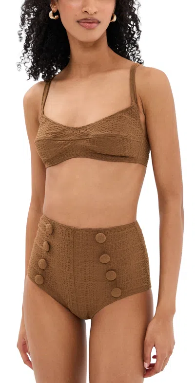 Lisa Marie Fernandez Balconette High Waist Bikini Set Cas In Brown