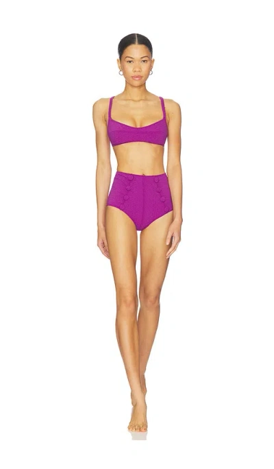 Lisa Marie Fernandez Balconette High Waist Bikini Set In Purple