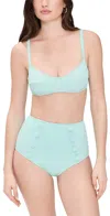 Lisa Marie Fernandez Balconette High-waist Bikini Set Seafoam Seersucker In Seafoam Seersucker