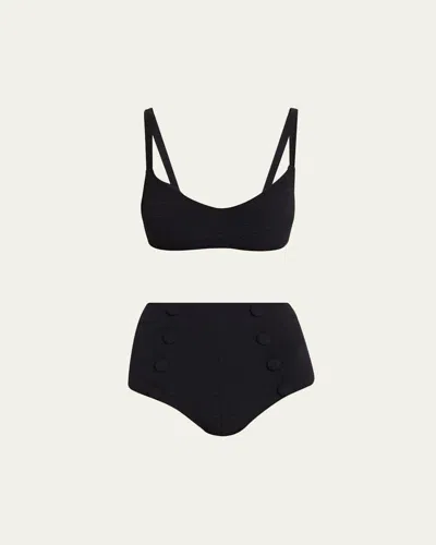 Lisa Marie Fernandez Balconette High-waist Two-piece Swimsuit In Black Seer