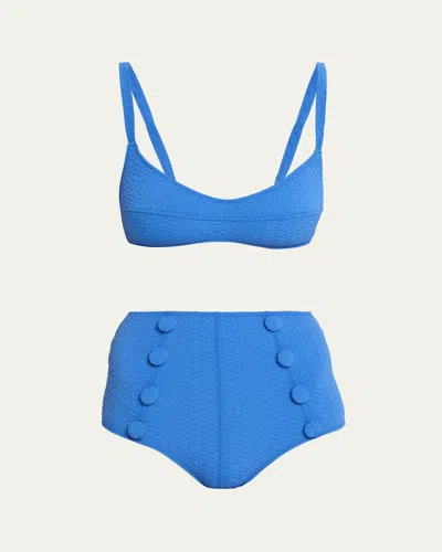 Lisa Marie Fernandez Balconette High-waist Two-piece Swimsuit In Cobalt Blu