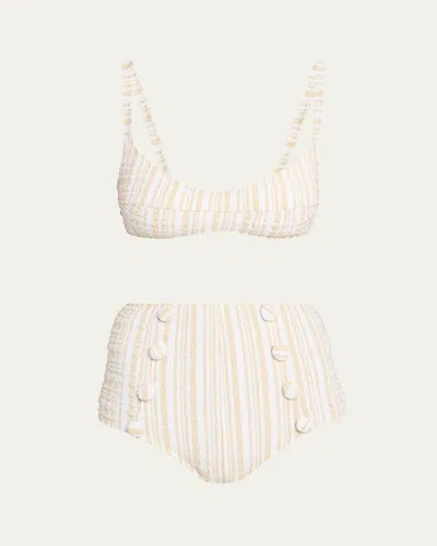 Lisa Marie Fernandez Balconette High-waist Two-piece Swimsuit In White Sand