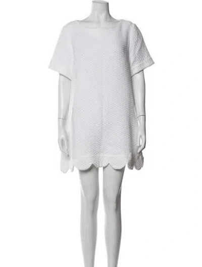 Pre-owned Lisa Marie Fernandez Bateau Neckline Mini Dress In White