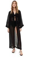 Lisa Marie Fernandez Beach Cape Maxi Black Sorrento Gauze In Black Sorrento Gauze
