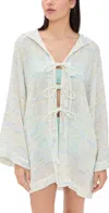 Lisa Marie Fernandez Beach Cape Mini Aegean Striped Linen Gauze In White