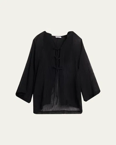 Lisa Marie Fernandez Beach Cape Mini Coverup In Black