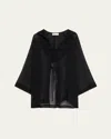Lisa Marie Fernandez Beach Cape Mini Dress In Black Sorrento Gauze