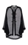 Lisa Marie Fernandez Beach Linen-blend Gauze Mini Cape In Black