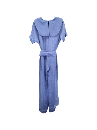 Pre-owned Lisa Marie Fernandez Belted Linen Jumpsuit In Blue