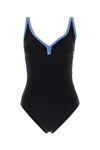 Lisa Marie Fernandez Maria Contrasting Trimmings Swimsuit V-neckline In Black