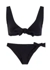 Lisa Marie Fernandez Bow Bikini Set Black Crepe