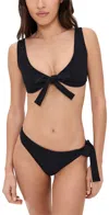 Lisa Marie Fernandez Bow Bikini Set Black Crepe In Black Crepe