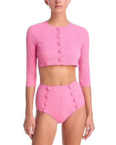 Lisa Marie Fernandez Cardigan Swim Top In Pink
