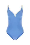 Lisa Marie Fernandez Cerulean Blue Maria Contrast-trim Swimsuit In Light Blue