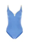 Lisa Marie Fernandez Cerulean Blue Maria Contrast-trim Swimsuit In Azucrecre