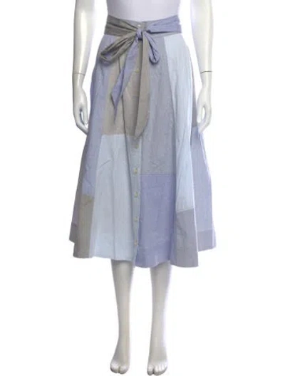 Pre-owned Lisa Marie Fernandez Colorblock Pattern Midi Length Skirt In Blue