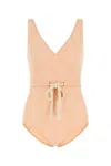 Lisa Marie Fernandez Yasmin Drawstring One-piece In Coral