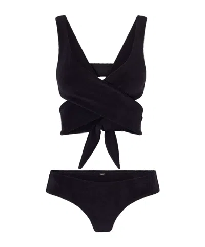 Lisa Marie Fernandez Cotton-blend Terry Bikini In Black